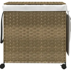 vidaXL vasketøjskurv med hjul 60x35x60,5 cm rattan