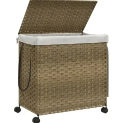 vidaXL vasketøjskurv med hjul 60x35x60,5 cm rattan