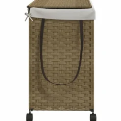 vidaXL vasketøjskurv med hjul 60x35x60,5 cm rattan