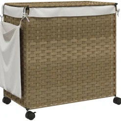 vidaXL vasketøjskurv med hjul 60x35x60,5 cm rattan