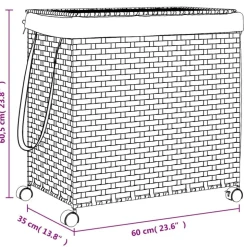 vidaXL vasketøjskurv med hjul 60x35x60,5 cm rattan