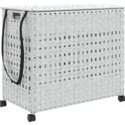 vidaXL vasketøjskurv med hjul 66x35x60 cm rattan hvid