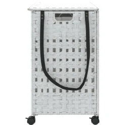 vidaXL vasketøjskurv med hjul 66x35x60 cm rattan hvid