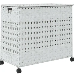 vidaXL vasketøjskurv med hjul 66x35x60 cm rattan hvid