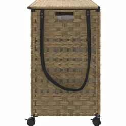 vidaXL vasketøjskurv med hjul 66x35x60 cm rattan