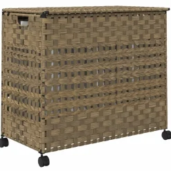 vidaXL vasketøjskurv med hjul 66x35x60 cm rattan