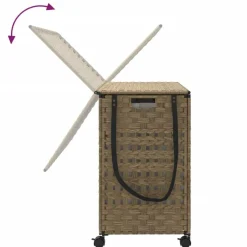 vidaXL vasketøjskurv med hjul 66x35x60 cm rattan