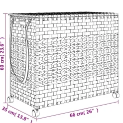 vidaXL vasketøjskurv med hjul 66x35x60 cm rattan