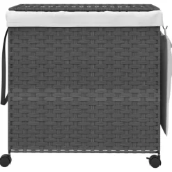 vidaXL vasketøjskurv med hjul 60x35x60,5 cm rattan grå