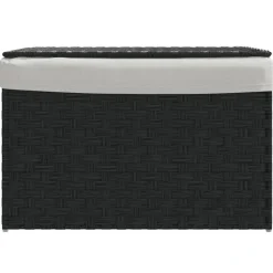 vidaXL vasketøjskurv med låg 55,5x35x34 cm polyrattan sort