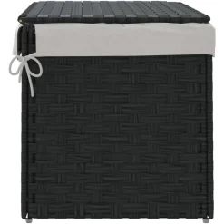 vidaXL vasketøjskurv med låg 55,5x35x34 cm polyrattan sort