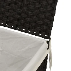 vidaXL vasketøjskurv med låg 55,5x35x34 cm polyrattan sort