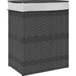 vidaXL vasketøjskurv med låg 46x33x60 cm polyrattan grå