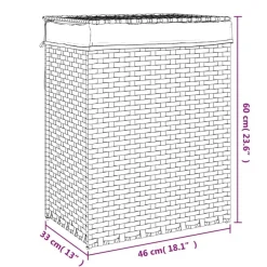 vidaXL vasketøjskurv med låg 46x33x60 cm polyrattan grå