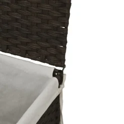 vidaXL vasketøjskurv med låg 46x33x60 cm polyrattan mørkebrun