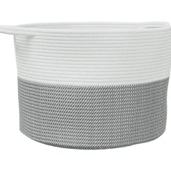 vidaXL vasketøjskurv Ø55x36 cm bomuld grå og hvid