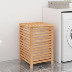 vidaXL vasketøjskurv 45x45x65 cm massivt valnøddetræ
