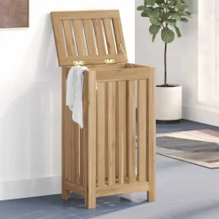 vidaXL vasketøjskurv 35x25x60 cm massivt teaktræ