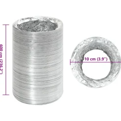vidaXL ventilationsslange 6 m Ø10 cm aluminium