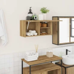vidaXL væghængt badeværelsesskab 60x25x30 cm konstrueret træ kunsteg