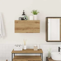vidaXL væghængt badeværelsesskab 60x25x30 cm konstrueret træ kunsteg