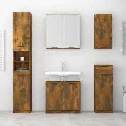 vidaXL væghængt badeværelsesskab 32x20x67 cm røget egetræsfinish