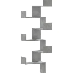 vidaXL væghængt hjørnehylde 45x45x147 cm konstrueret træ betongrå