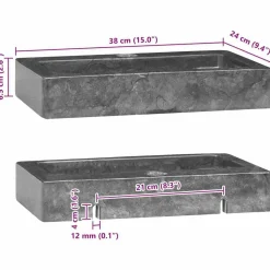 vidaXL væghængt håndvask 38x24x6,5 cm marmor grå