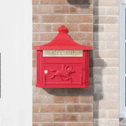 vidaXL Væghængt Postkasse Rød 40,5 x 16 x 45 cm Gustt aluminium