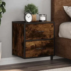 vidaXL væghængt sengebord 40x31x39,5 cm røget egetræsfarve