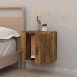 vidaXL væghængt sengebord 50x30x47 cm røget egetræsfarve