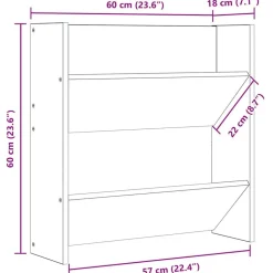 vidaXL væghængt skoskab 4 stk. 60x18x60 cm konstrueret træ hvid