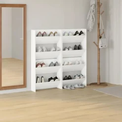 vidaXL væghængt skoskab 4 stk. 60x18x60 cm konstrueret træ hvid