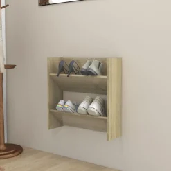 vidaXL væghængt skoskab 60x18x60 cm konstrueret træ sonoma-eg