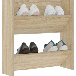 vidaXL væghængt skoskab 60x18x60 cm konstrueret træ sonoma-eg
