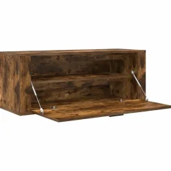 vidaXL væghængt skoskab 100x35x38 cm konstrueret træ røget egetræ