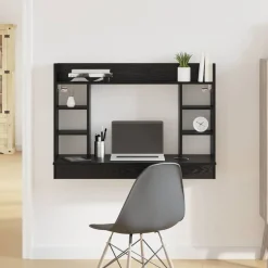vidaXL Væghængt skrivebord Sort eg 105 x 48 x 75 cm Konstrueret træ