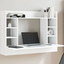 vidaXL væghængt skrivebord 105x48x75 cm konstrueret træ hvid