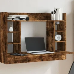 vidaXL væghængt skrivebord 105x48x75 cm konstrueret træ røget egetræ
