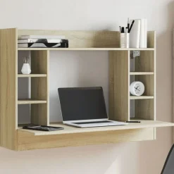 vidaXL væghængt skrivebord 105x48x75 cm konstrueret træ sonoma-eg