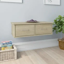 vidaXL væghængt skuffe 60x26x18,5 cm konstrueret træ sonoma-eg