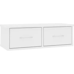 vidaXL væghængt skuffe 60x26x18,5 cm konstrueret træ hvid