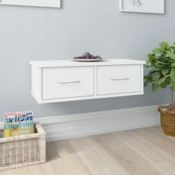 vidaXL væghængt skuffe 60x26x18,5 cm konstrueret træ hvid