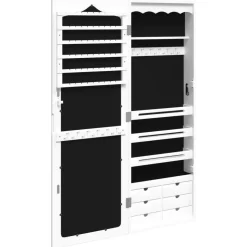 vidaXL væghængt smykkeskab med spejl 37,5x10x106 cm hvid