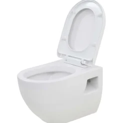 vidaXL væghængt toilet med skjult cisterne keramisk