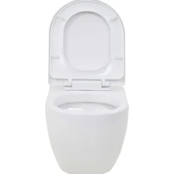 vidaXL væghængt toilet med skjult cisterne keramisk