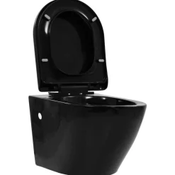 vidaXL væghængt toilet med skjult cisterne keramisk sort