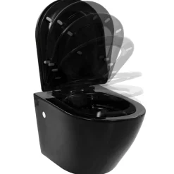 vidaXL væghængt toilet med skjult cisterne keramisk sort