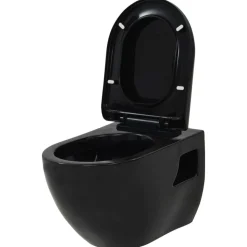vidaXL væghængt toilet med skjult cisterne keramisk sort