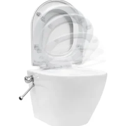 vidaXL væghængt toilet uden kant med bidetfunktion keramik hvid